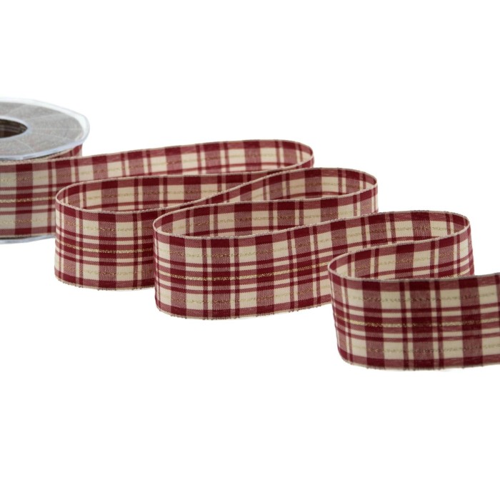 NASTRO AMARANTO TARTAN SCOZZESE 40MM. 20MT.